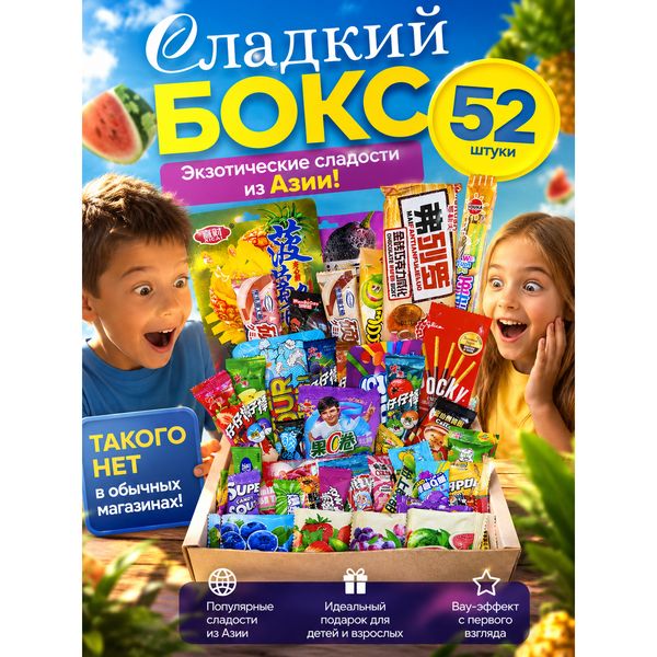 Сладкий бокс WOWBESTBOX: 52 сладости — фото с карточки товара
